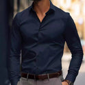 Business Lapel Shirt Solid Color Long Sleeve Casual