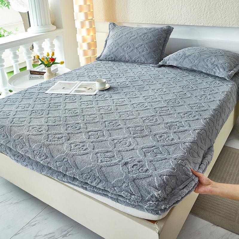 Taffeta One-piece Milk Coral Velvet Bedspread Winter Fleece-lined