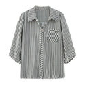 Striped Chiffon Shirt Women's Clothes