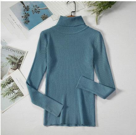 All-match Solid Color Slim Slimming Turtleneck High-neck Warm Long-