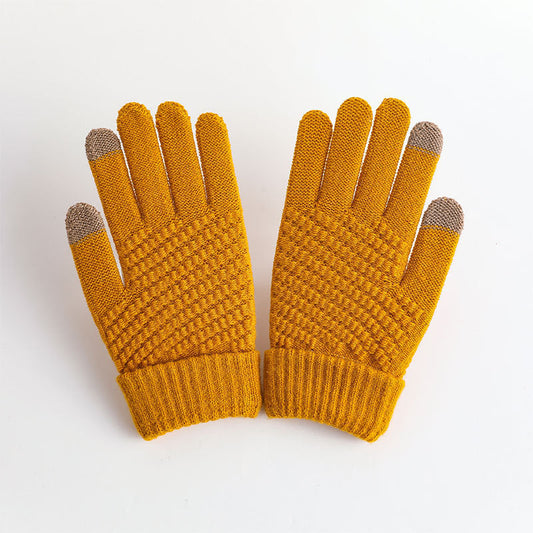 Men's And Women's Fashion Touch Screen Warm Jacquard Gloves