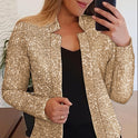 Women's Gold Color-blocking Sequin Short Chic