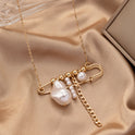 Mix And Match Pin Baroque Pearl Tassel Chain Necklace