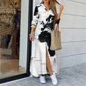 Women's Map Digital Printing Fashion Shirtdress
