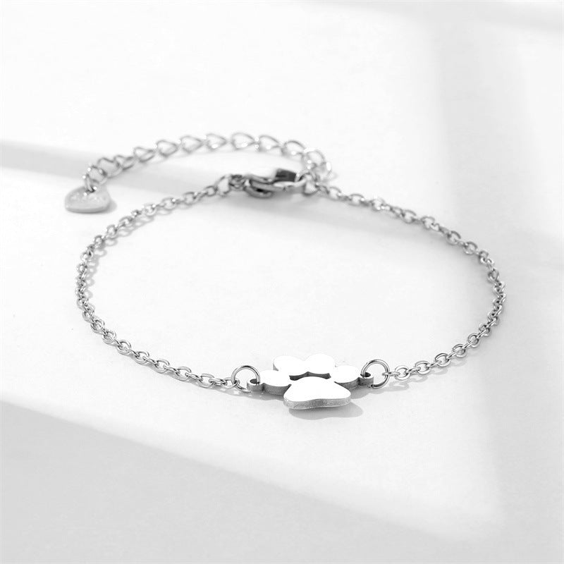 Popular Cute Dog Paw Jewelry Women's Stainless Steel Dog Paw Cat Paw Bracelet, Titanium Steel Bracelet Accessories