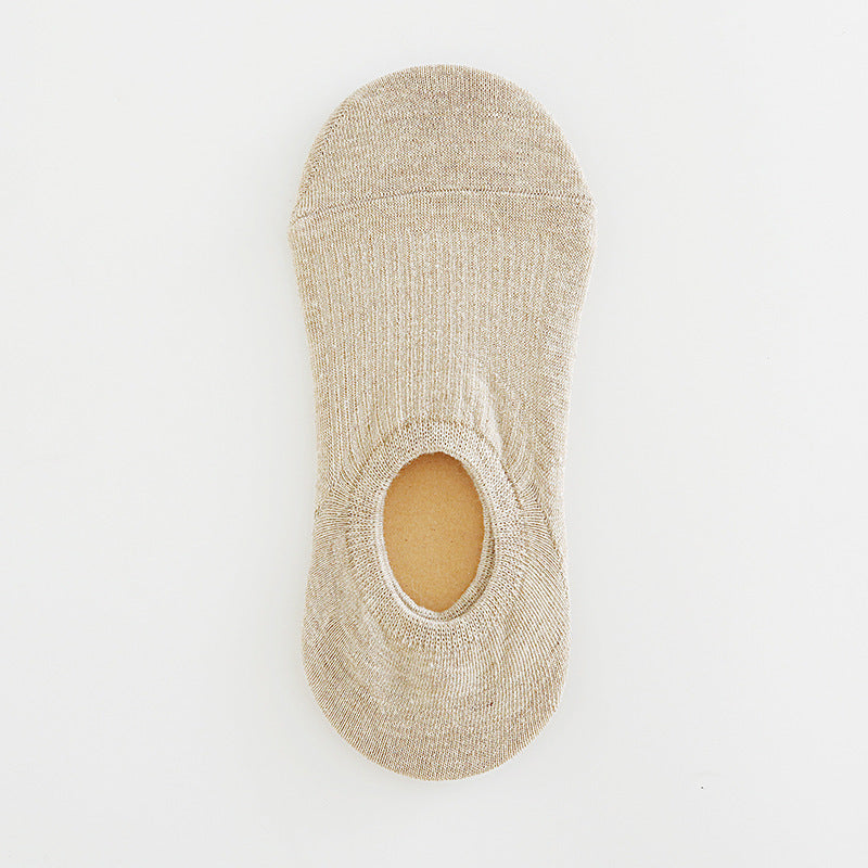 Pure Color Invisible Cotton Ladies Socks