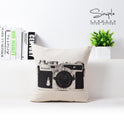 Vintage Camera Bicycle Cotton Linen Cushion