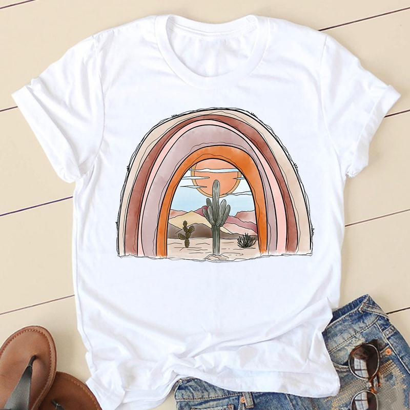 Personalized Printing Ladies White Round Neck T-shirt Top