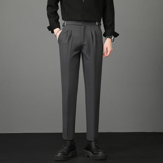 Young Men's Trousers Suit Pants Slim Fit