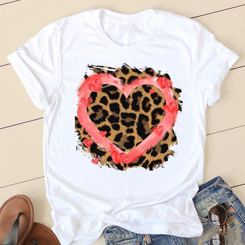 Personalized Printing Ladies White Round Neck T-shirt Top