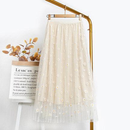 Mesh Little Daisy Chiffon A- Line Skirt