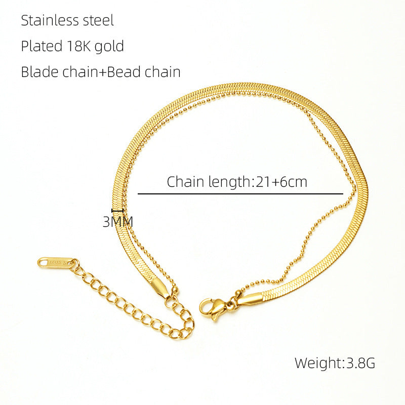 Women's Fashion Titanium Steel Plated 18K Gold Anklet