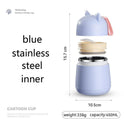 304 Stainless Steel Cartoon Cat Ear Insulation Soup Cups With Cover Spoon