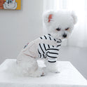 Teddy Four-legged Pet Clothing Black And White Striped Pocket Overalls