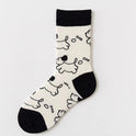 Women's Black And White Cartoon Mid-calf Length Loose Socks
