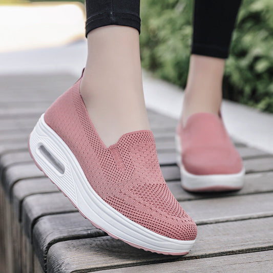 Mesh Air Cushion Walking Shoes For Women With Thick Soles