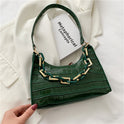 Fashion Stone Texture Shoulder Bag With Chain Women's Underarm Bag