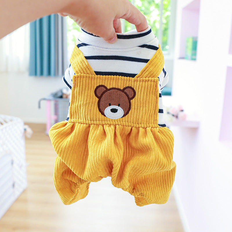 Teddy Fleece-lined Puppy Dog Clothing Four-legged Bread Bear Overalls