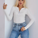 Women's Fashionable Elegant Zipper Knitted Bottoming Shirt