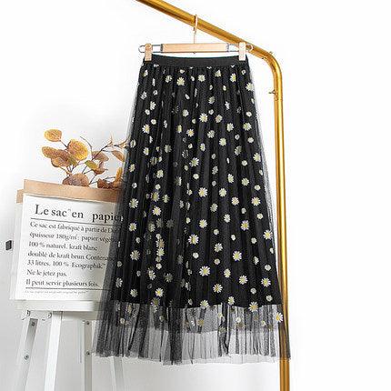 Mesh Little Daisy Chiffon A- Line Skirt