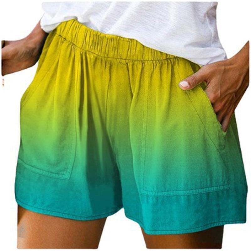 Women's Fashion Gradient Color Pocket Wide Leg Shorts