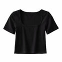 Summer Cropped Square Neck T-shirt Women