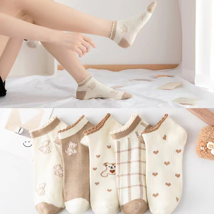 Short Tube Bear Socks High Quality Cute Cartoon Women's Socks