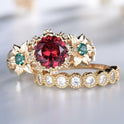 Flower Ring Gold-plated Inlaid Red