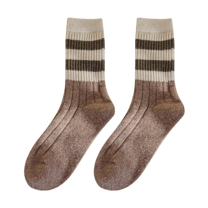 Striped All-matching Thick Warm Middle-long Stockings