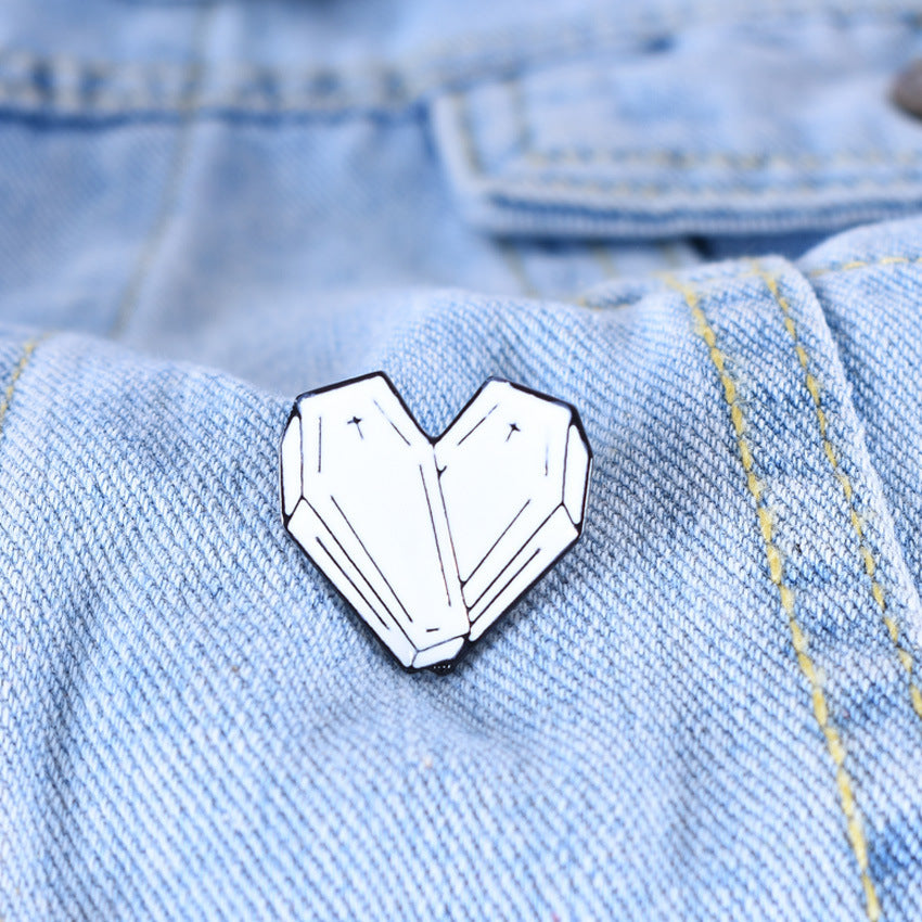 White Dripping Coffin Brooch Pin Love Badge