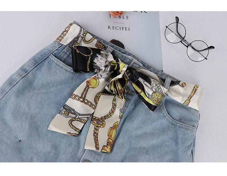 Fashion Women's Ribbon Belt With Skirt Chiffon Thin Narrow Long Small Scarf