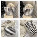 Popular One Shoulder New Simple Plaid Tote