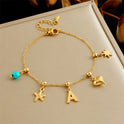 Fashion Bowknot Pearl Heart Drop Oil Contrast Color Bracelet