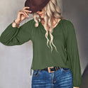 Autumn And Winter New Hot Sale Pure Color Hot Temperament V-neck Long Sleeve Top