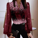 Women's V-neck Pullover Fashionable Printed Shirt