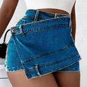 High Waist Irregular Wide Leg Pants Women's Summer Slimming Denim Skirted Leggings Shorts