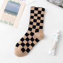 Women's Fashion Chessboard Plaid Contrast Color Tube Socks