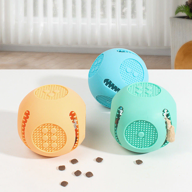 Pet Dog Toy Ball Cat Toy Outdoor Bite-resistant Puzzle Anti-choking Molar Cleaning Food-grade Silicone Leaking Food Ball