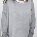 Solid Color Long Sleeve Casual Loose Top Women