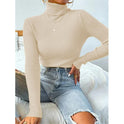 New European And American Women's High Neck Sweater Pullover Knitted Top