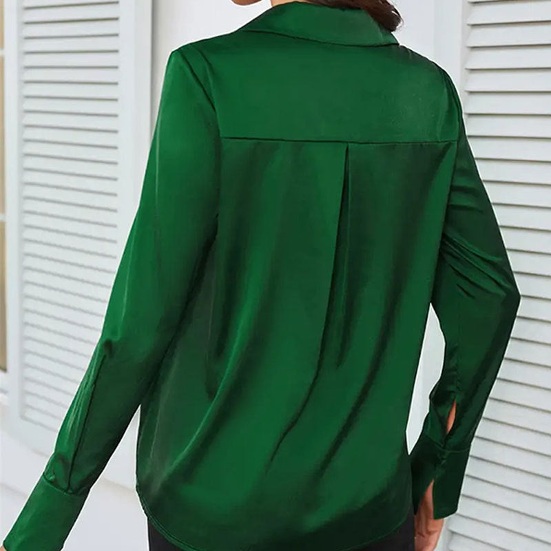 Lady Temperamental Green Silk Button Shirt