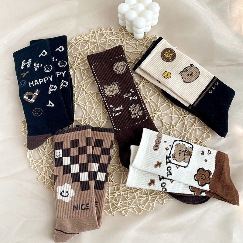 Coffee Colored Socks And Stockings Trend Korean Version