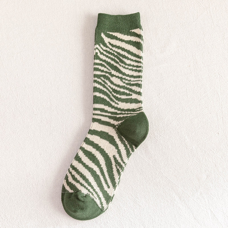 Retro Japanese Series Small  Avocado Green Mid-tube Socks