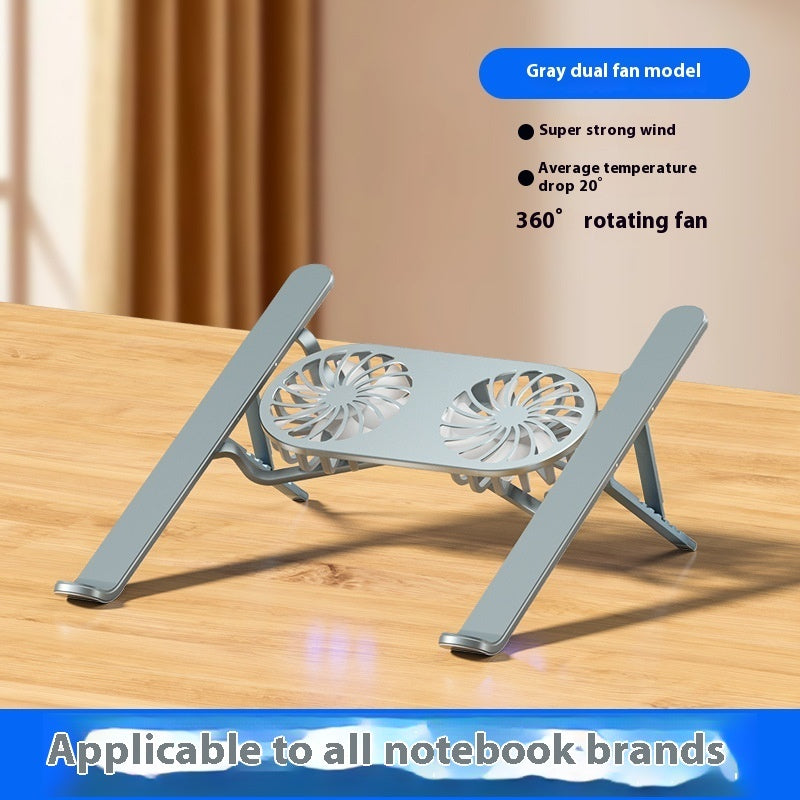 Aluminum Alloy Notebook Stand Portable Folding Lifting Tablet Height Increasing Desktop Twin Fan Computer