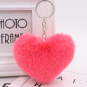 Heart-shaped Fur Ball Keychain Rex Rabbit Plush Car Pendant