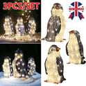 3X Christmas Penguin Acrylic LED Light Up Decoration Indoor Outdoor Figurine