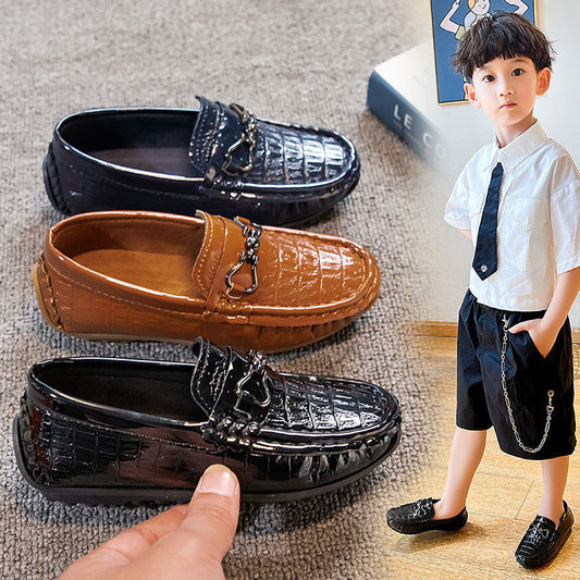 Step On Boys' British Style Leather Shoes