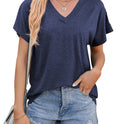 Summer Women's V-neck Loose Short Sleeve T-shirt Top