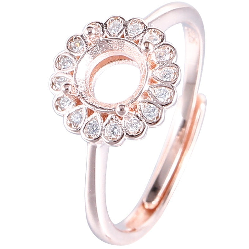 Sterling Silver Rose Gold Women's Eardrop Frame Open Ring