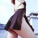 Qi Fart Temptation Half-length Miniskirt With Slits And Pleats